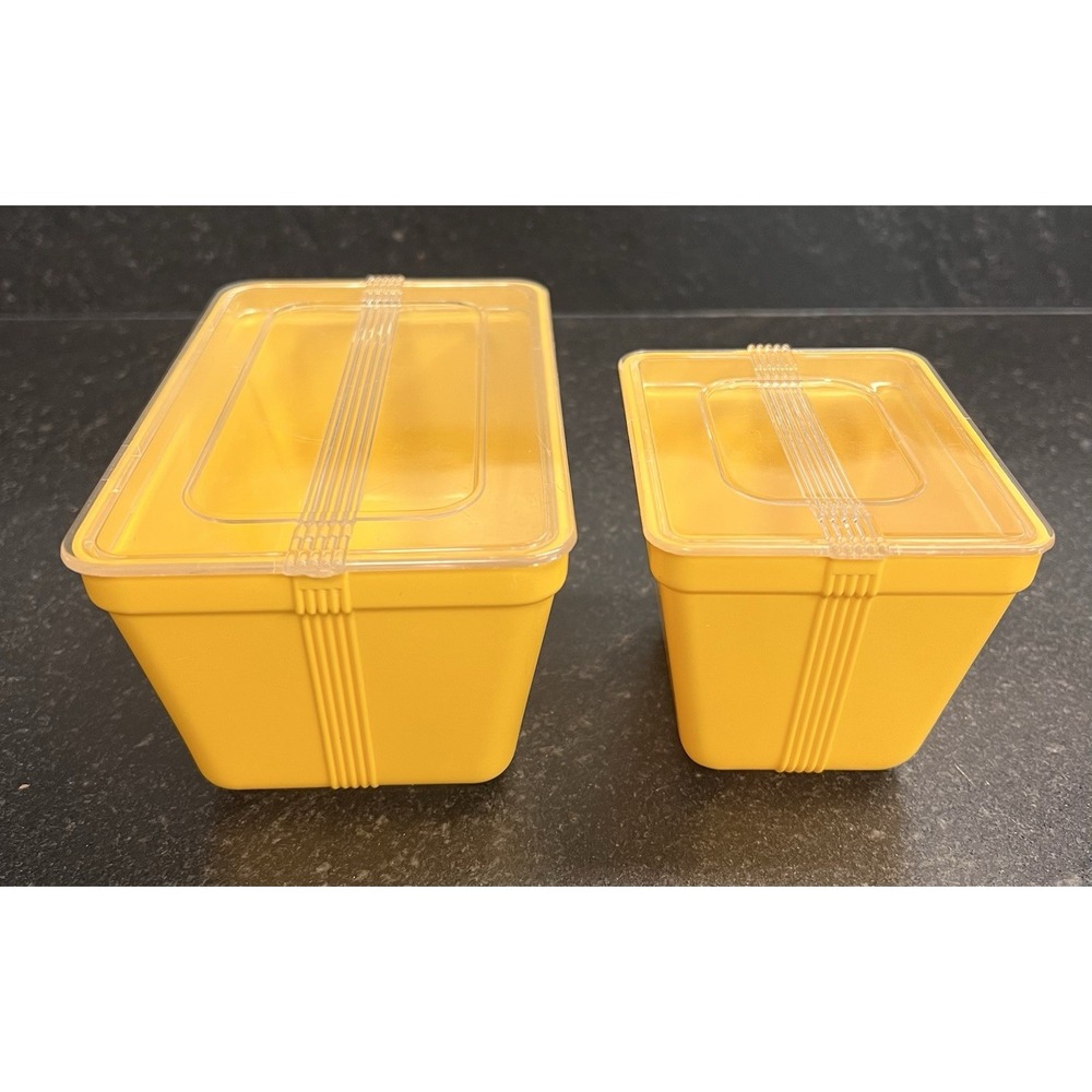 Vintage Stanley Home Products Yellow Food Storage Containers w/ Lids – Set of 2